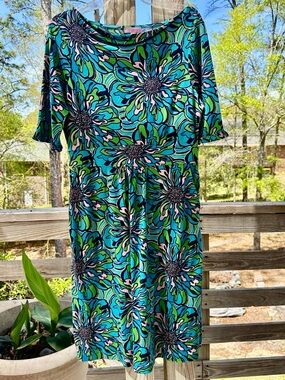 Lilly Pulitzer Turquoise, Blue & Green Floral Midi Dress